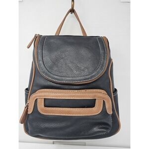 Multi Sac Backpack Pebbled Faux Leather Pockets Zippers Phone Pocket Brown Black